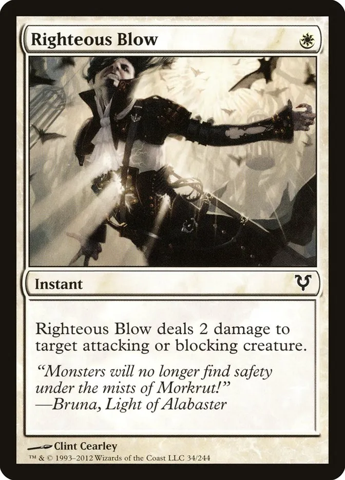 2012 Avacyn Restored Righteous Blow common #34 common card image