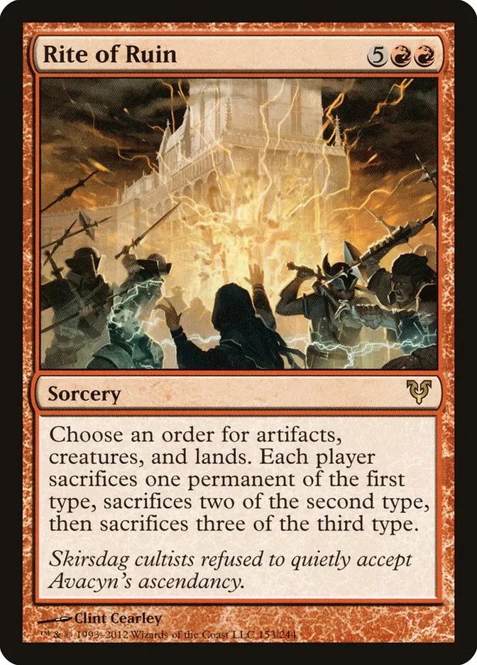 2012 Avacyn Restored Rite of Ruin rare #153 rare card image