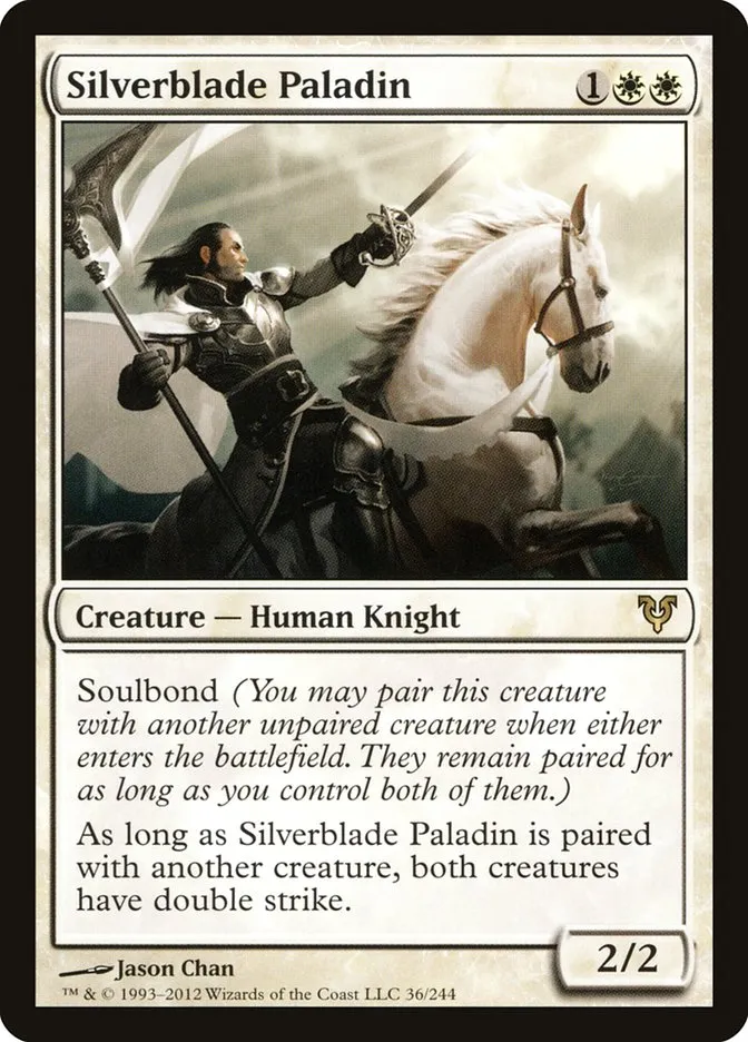 2012 Avacyn Restored Silverblade Paladin rare #36 rare card image