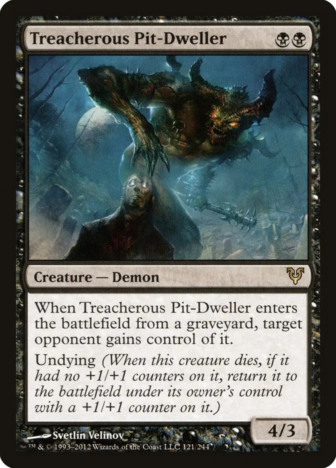 2012 Avacyn Restored Treacherous Pit-Dweller rare #121 rare card image