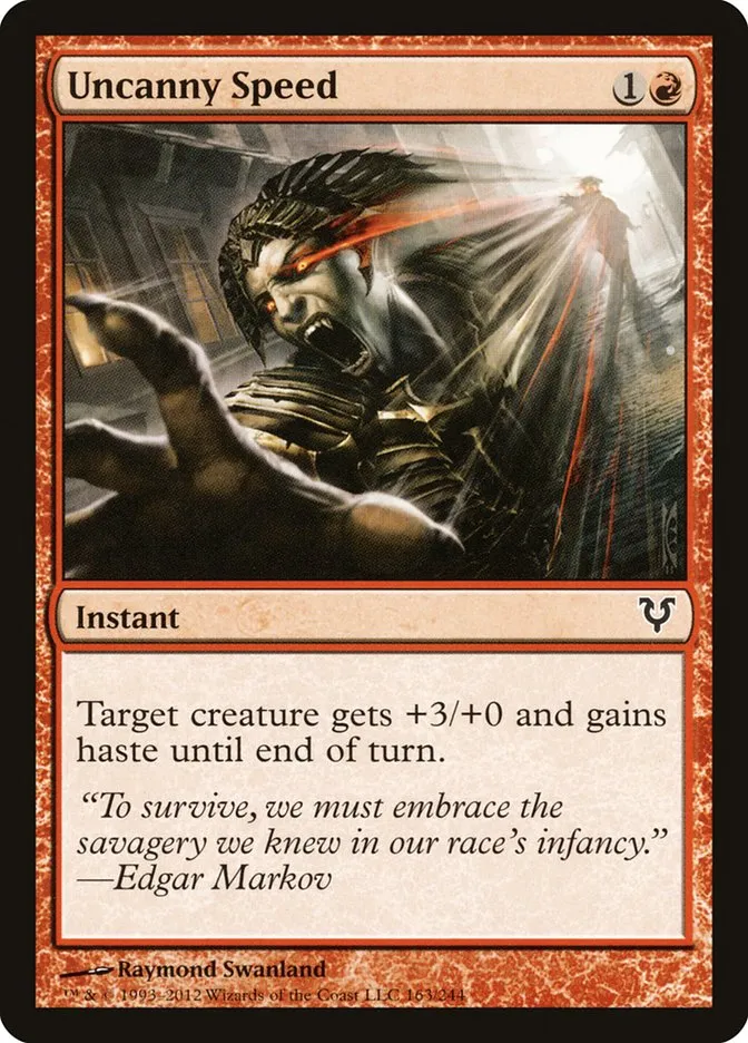 2012 Avacyn Restored Uncanny Speed common #163 common card image