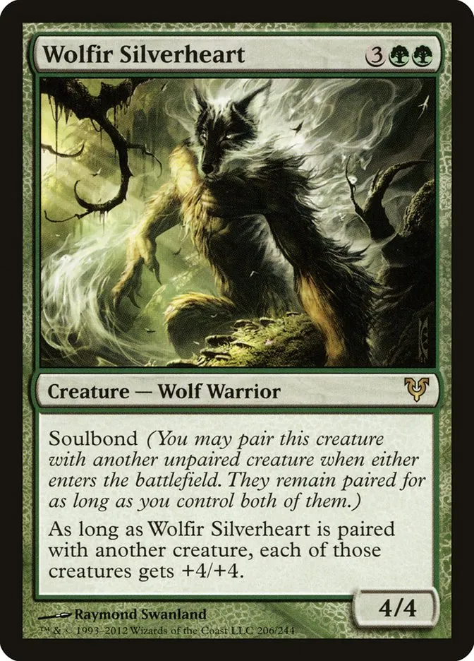 2012 Avacyn Restored Wolfir Silverheart rare #206 rare card image