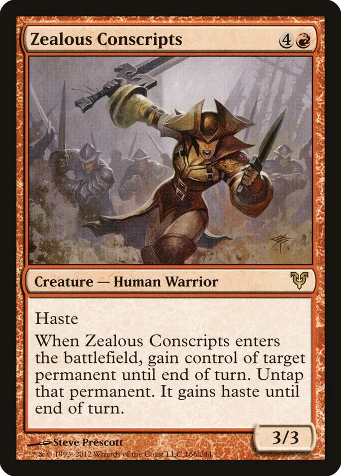 2012 Avacyn Restored Zealous Conscripts rare #166 rare card image