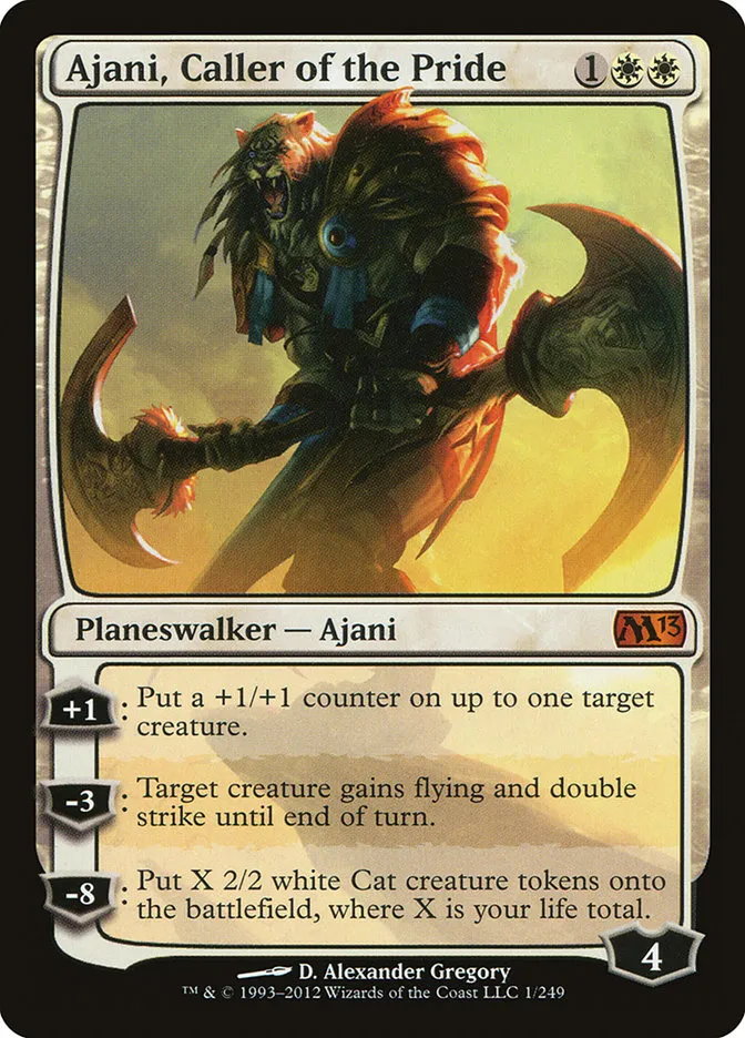 2012 Magic 2013 Ajani, Caller of the Pride mythic #1 mythic card image
