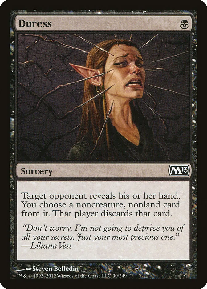 2012 Magic 2013 Duress common #90 common card image