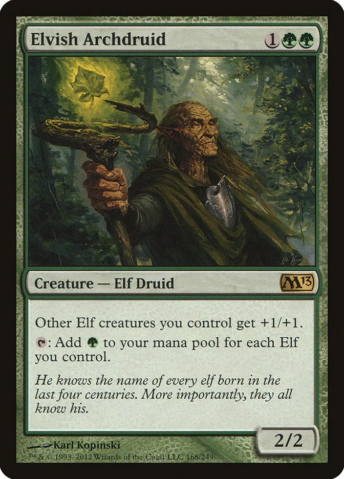 2012 Magic 2013 Elvish Archdruid #168 rare card image