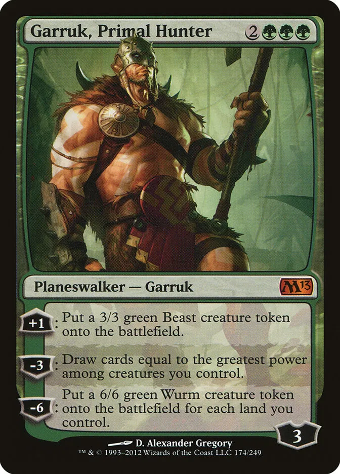 2012 Magic 2013 Garruk, Primal Hunter mythic #174 mythic card image