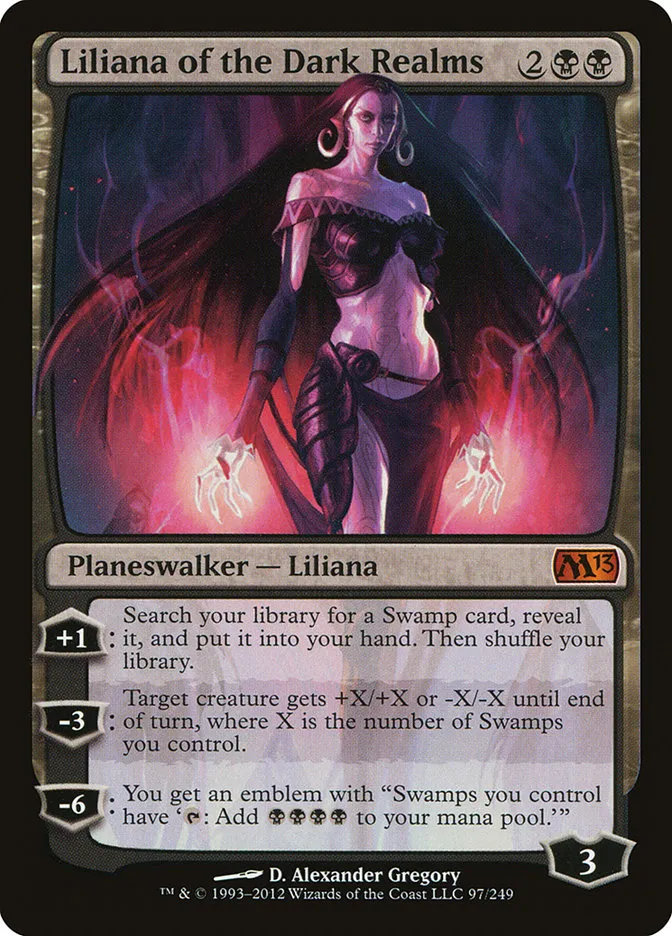 2012 Magic 2013 Liliana of the Dark Realms #97 mythic card image