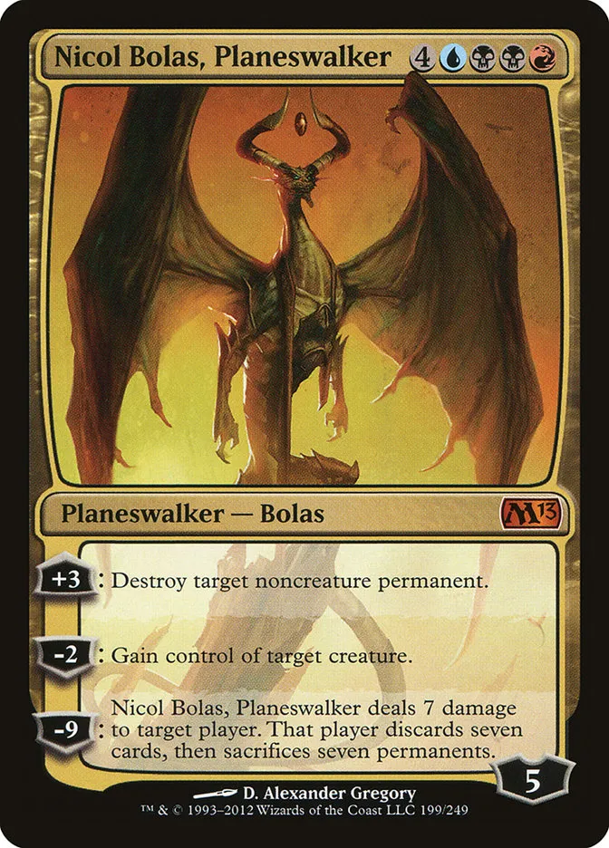 2012 Magic 2013 Nicol Bolas, Planeswalker mythic #199 mythic card image