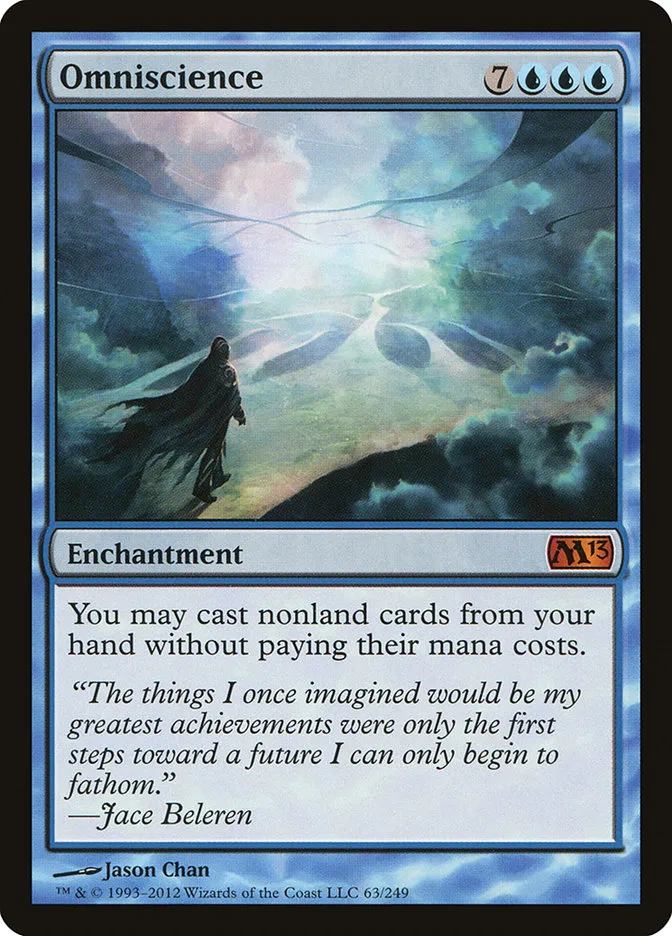 2012 Magic 2013 Omniscience mythic #63 mythic card image