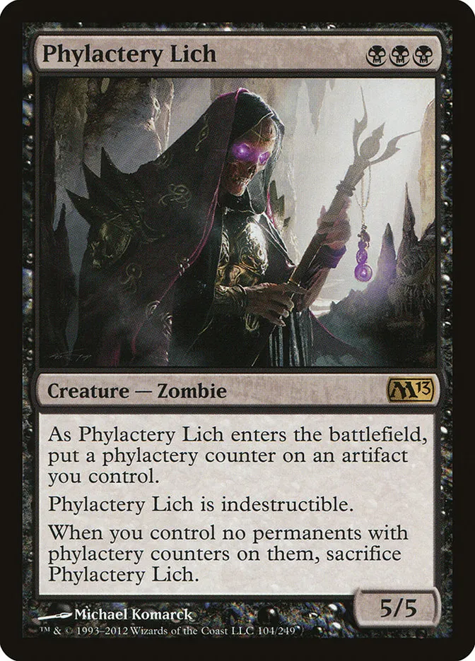 2012 Magic 2013 Phylactery Lich rare #104 rare card image