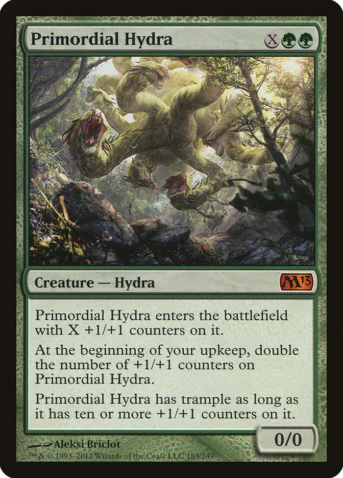 2012 Magic 2013 Primordial Hydra mythic #183 mythic card image