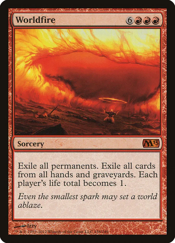 2012 Magic 2013 Worldfire mythic #158 mythic card image