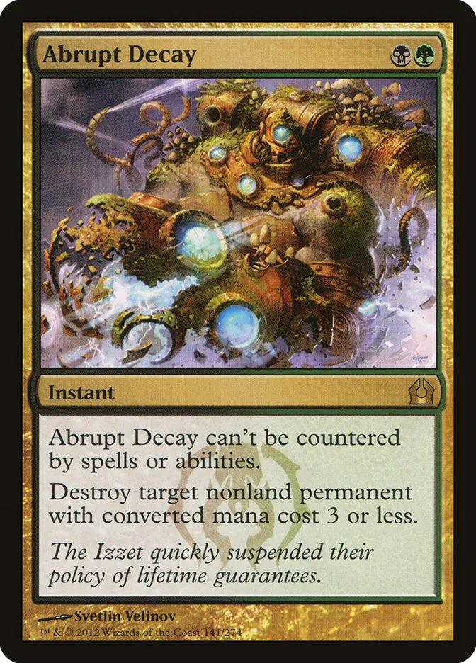 2012 Return to Ravnica Abrupt Decay #141 rare card image