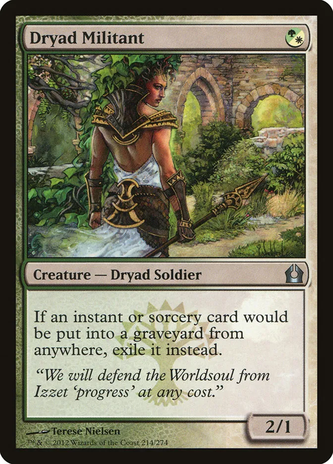 2012 Return to Ravnica Dryad Militant #214 uncommon card image