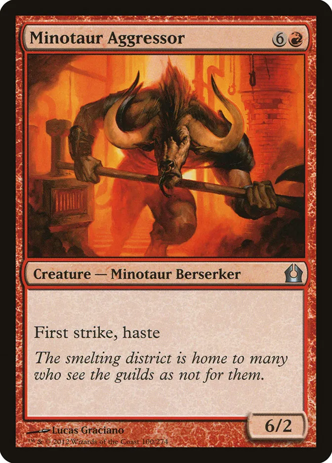 2012 Return to Ravnica Minotaur Aggressor uncommon #100 uncommon card image