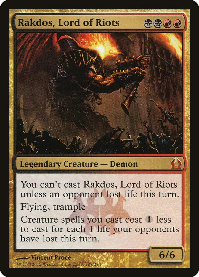 2012 Return to Ravnica Rakdos, Lord of Riots mythic #187 mythic card image