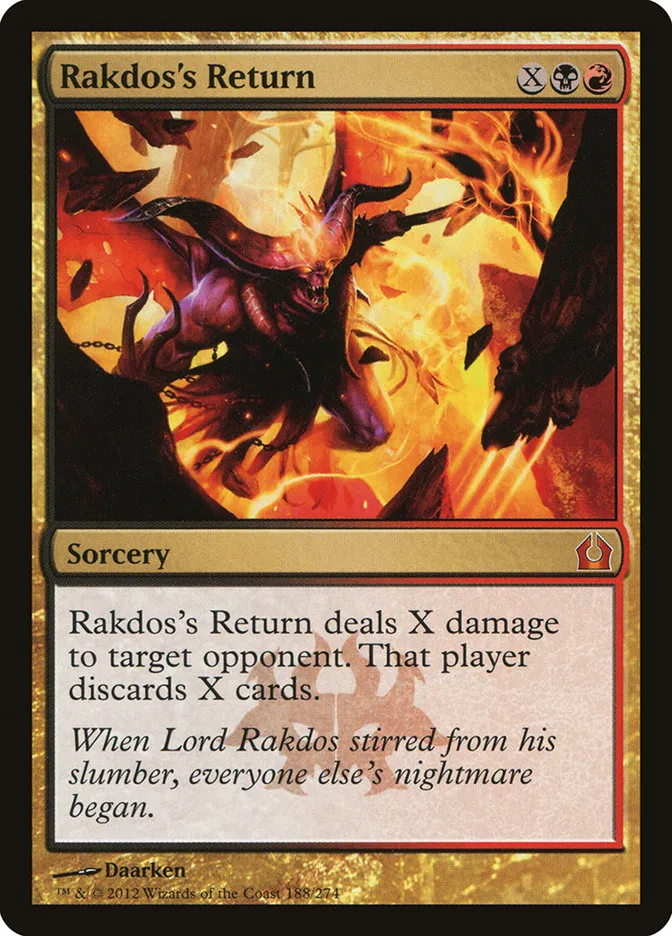 2012 Return to Ravnica Rakdos's Return mythic #188 mythic card image