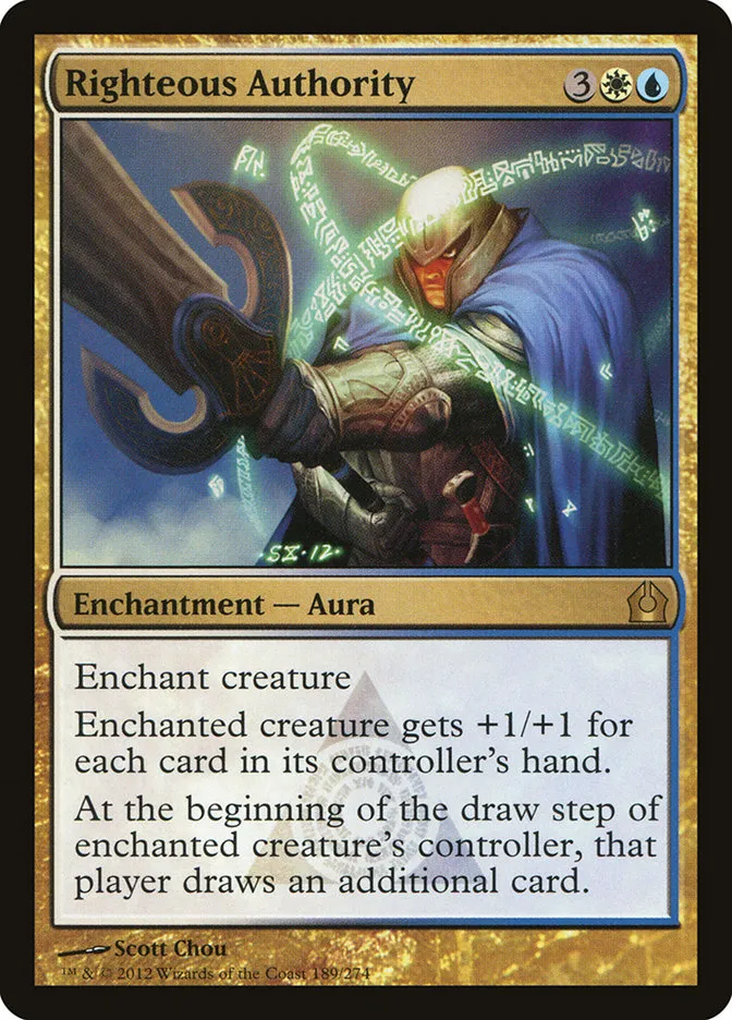 2012 Return to Ravnica Righteous Authority #189 rare card image