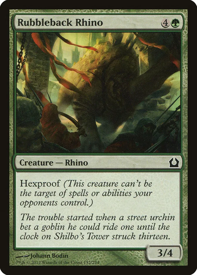 2012 Return to Ravnica Rubbleback Rhino common #132 common card image