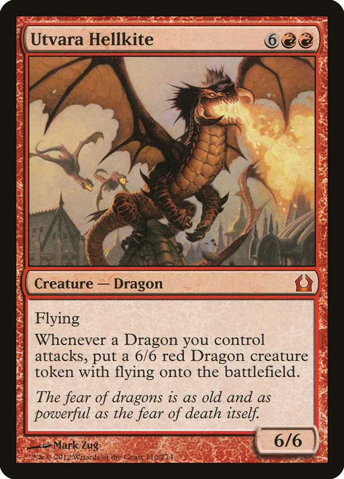 2012 Return to Ravnica Utvara Hellkite [Foil] mythic #110 mythic card image