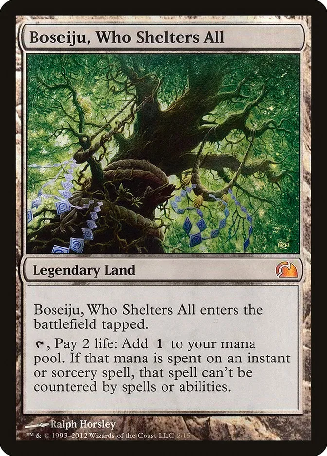 2012 From the Vault: Realms Boseiju, Who Shelters All mythic #2 mythic card image