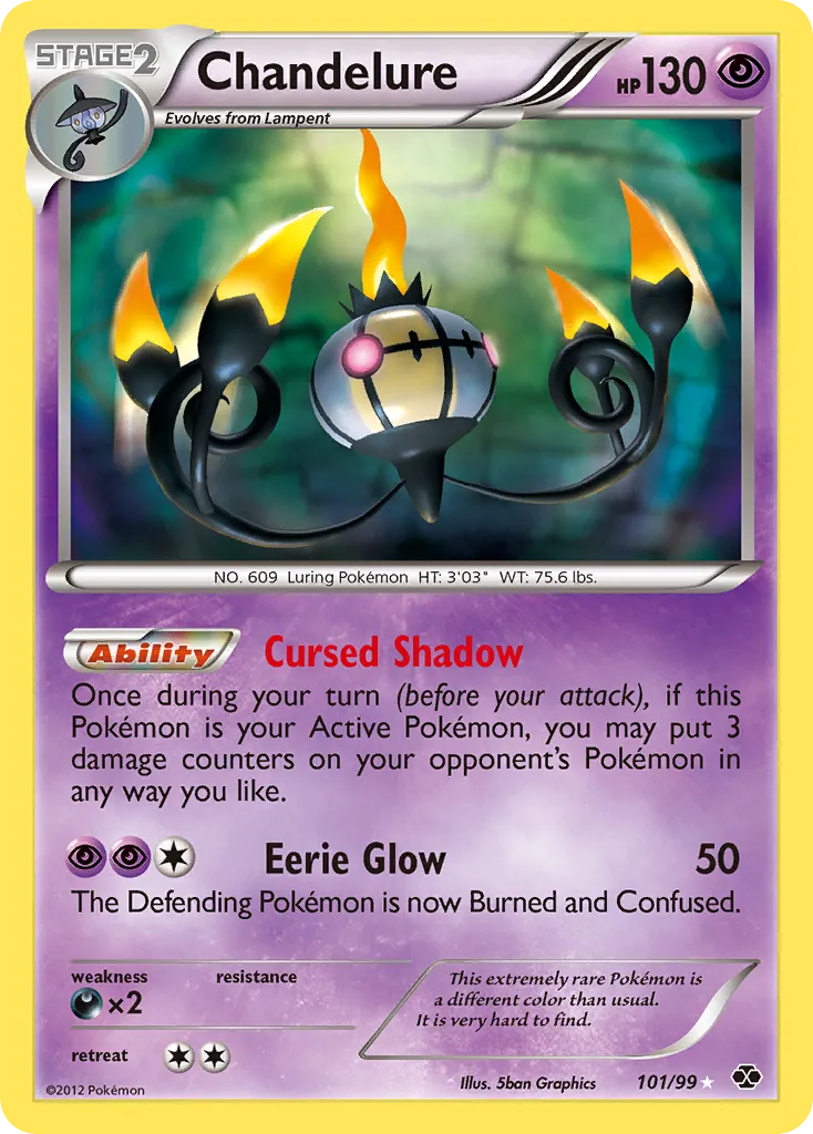 2012 Next Destinies Chandelure #101/99 Rare Secret card image