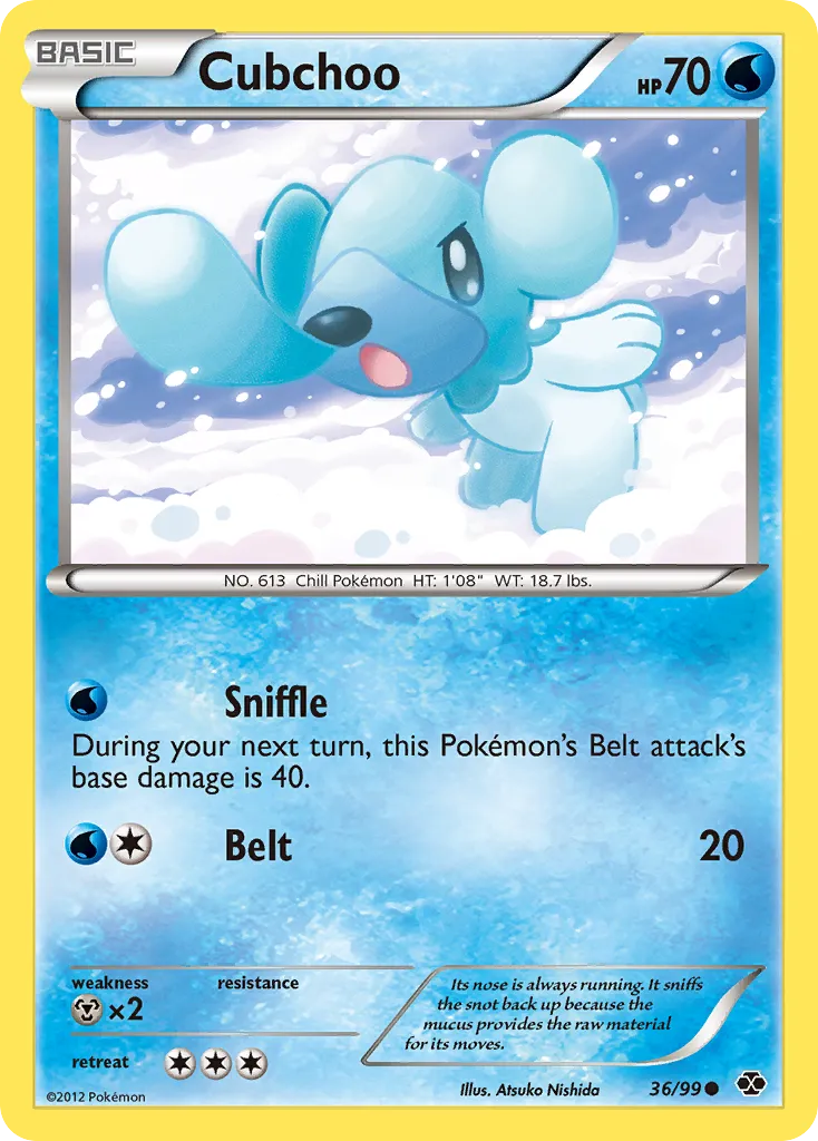2012 Next Destinies Cubchoo Common #36/99 Common card image
