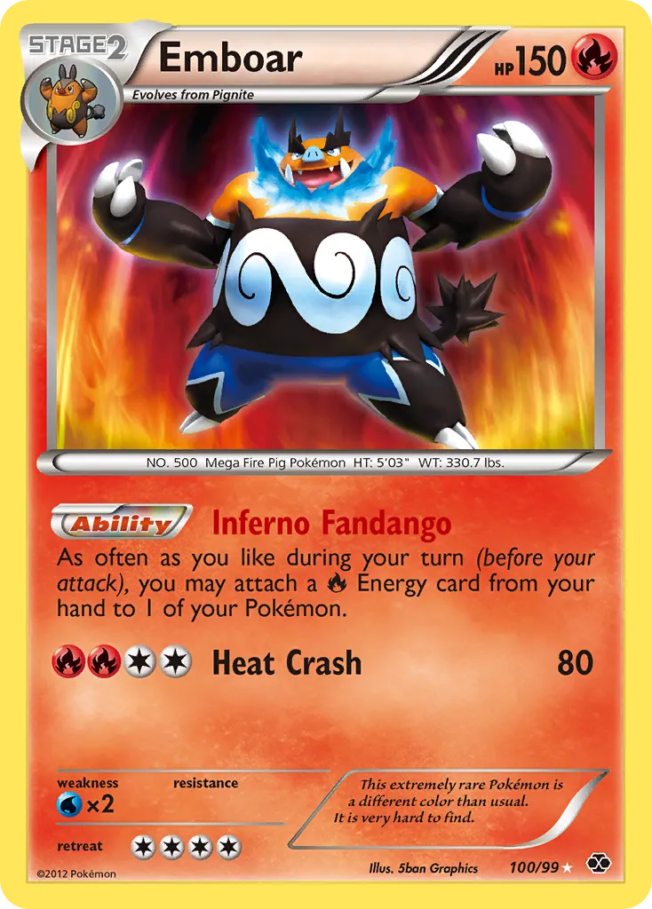 2012 Next Destinies Emboar Rare Secret #100/99 Rare Secret card image