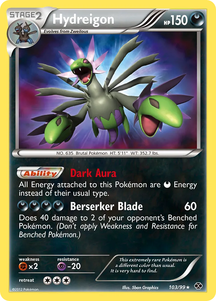 2012 Next Destinies Hydreigon Rare Secret #103/99 Rare Secret card image