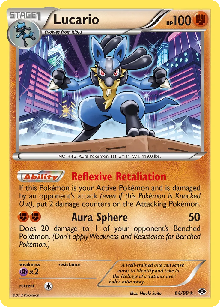 2012 Next Destinies Lucario #64/99 Rare Holo card image