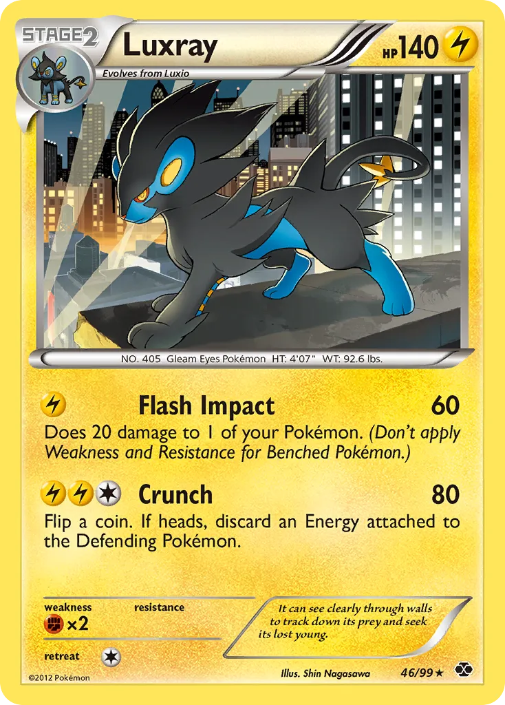 2012 Next Destinies Luxray #46/99 Rare Holo card image