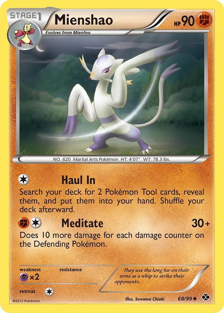 2012 Next Destinies Mienshao Uncommon #68/99 Uncommon card image