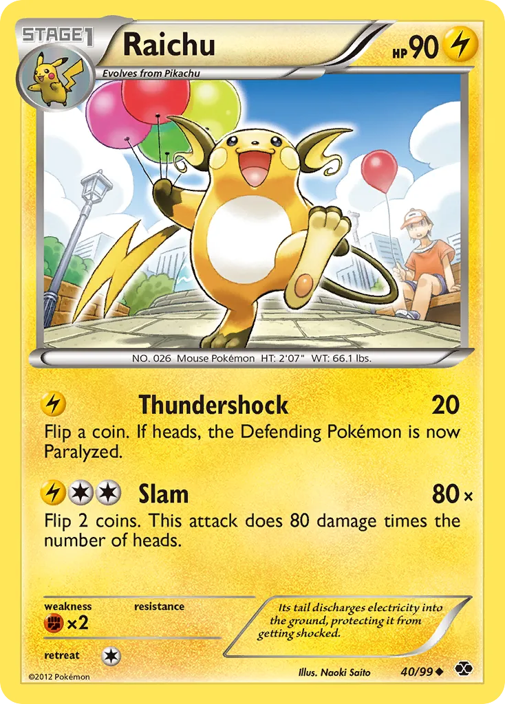 2012 Next Destinies Raichu Uncommon #40/99 Uncommon card image