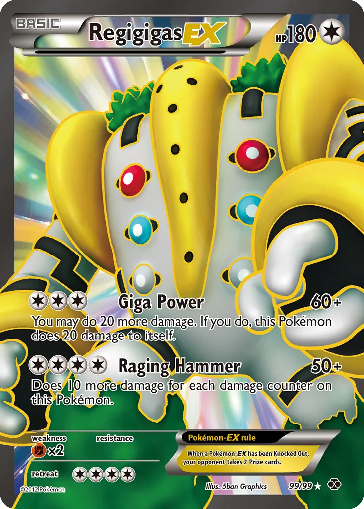 2012 Next Destinies Regigigas-EX #99/99 Rare Ultra card image