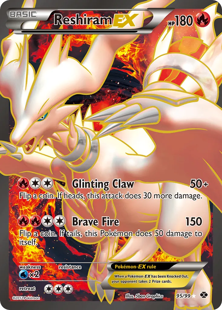 2012 Next Destinies Reshiram-EX #22/99 Rare Holo EX card image