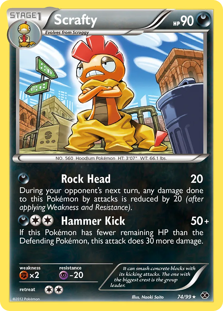 2012 Next Destinies Scrafty #74/99 Rare Holo card image