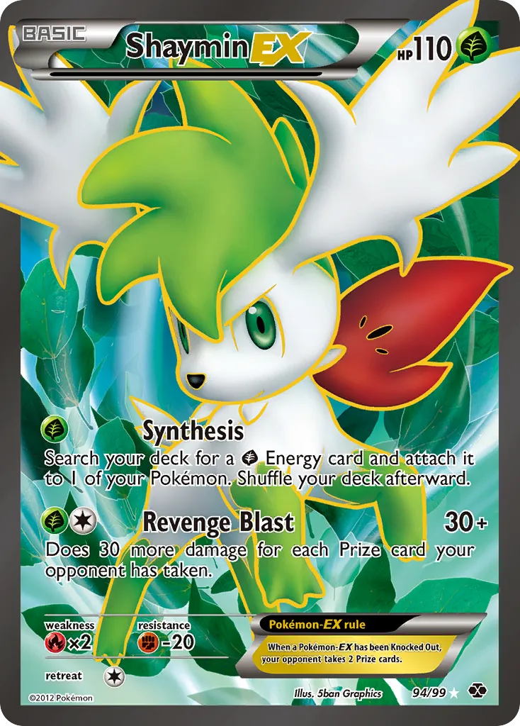 2012 Next Destinies Shaymin-EX #94/99 Rare Ultra card image
