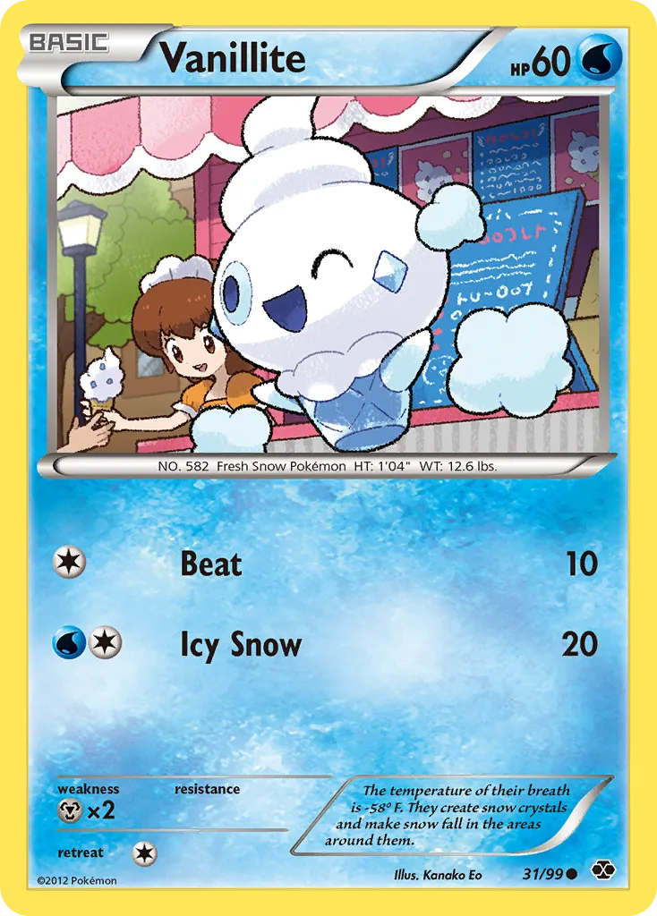 2012 Next Destinies Vanillite Common #31/99 Common card image