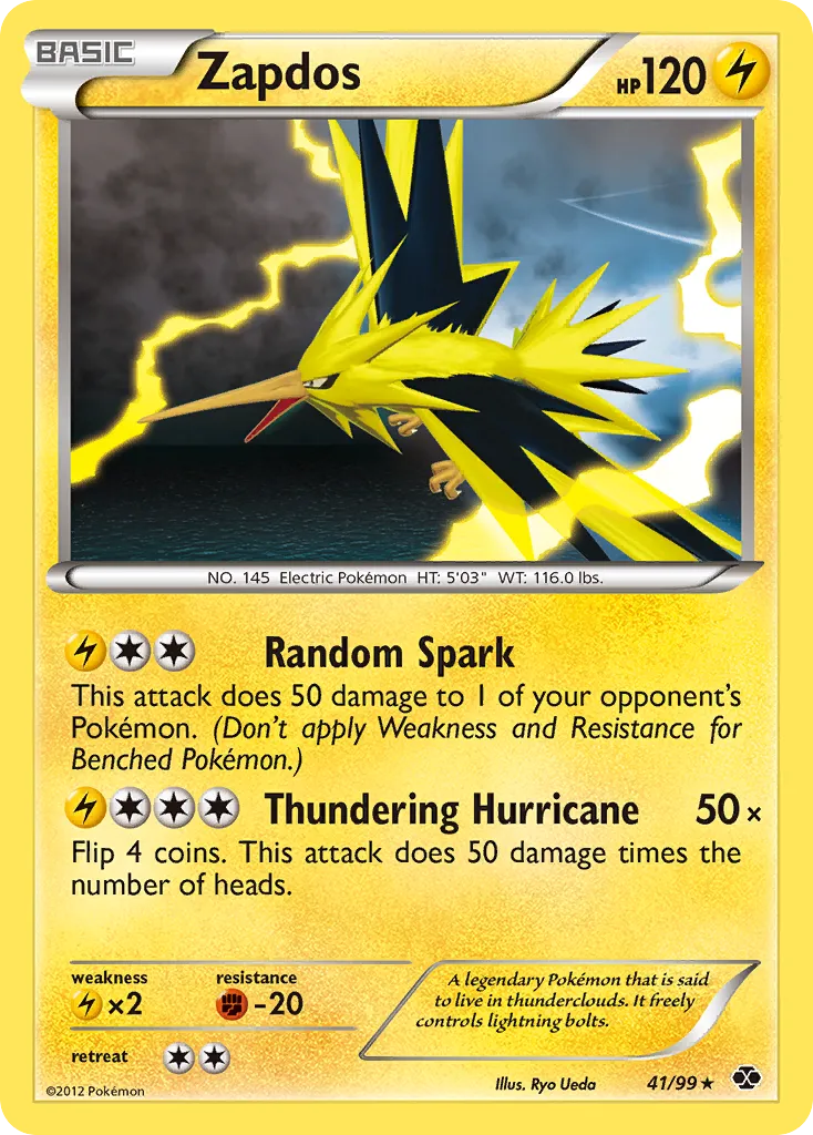 2012 Next Destinies Zapdos #41/99 Rare Holo card image