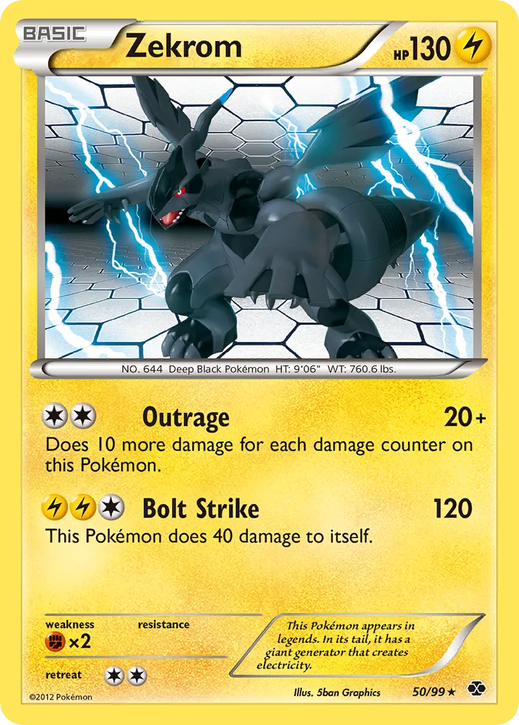 2012 Next Destinies Zekrom #50/99 Rare card image