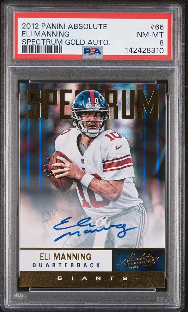 2012 Panini Absolute Eli Manning Spectrum Gold Autograph #66 card image