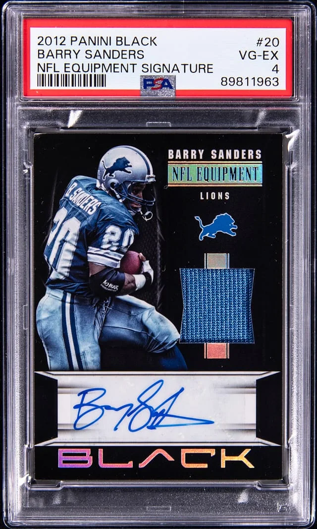2012 Panini Black Barry Sanders NFL Equipment Signature #20 card image