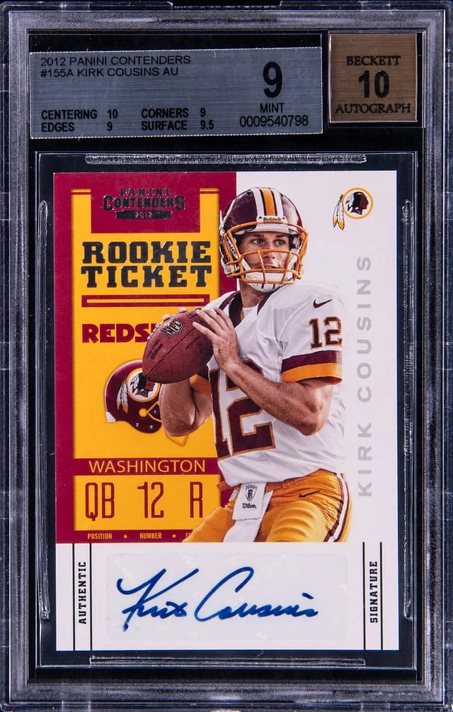 2012 Panini Contenders Kirk Cousins Two Hands on Ball-Autograph #155 card image