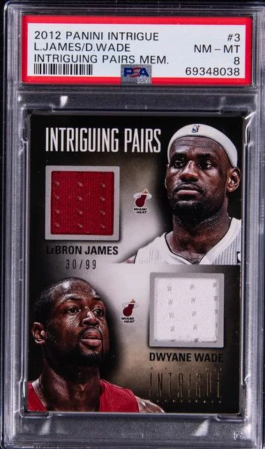 2012 Panini Dwyane Wade/Lebron James Intrigue Intriguing Pairs Memorabilia #3 card image
