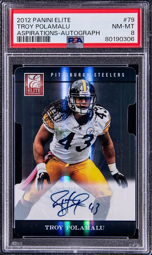 2012 Panini Elite Troy Polamalu Aspirations Autograph #79 card image