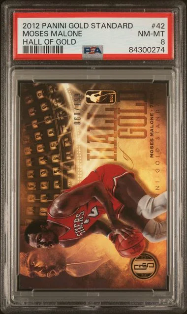 2012 Panini Gold Standard Moses Malone Hall Of Gold #42 card image