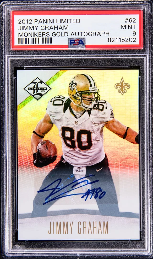2012 Panini Jimmy Graham Limited Monikers Gold Autograph 1/1 #62 card image