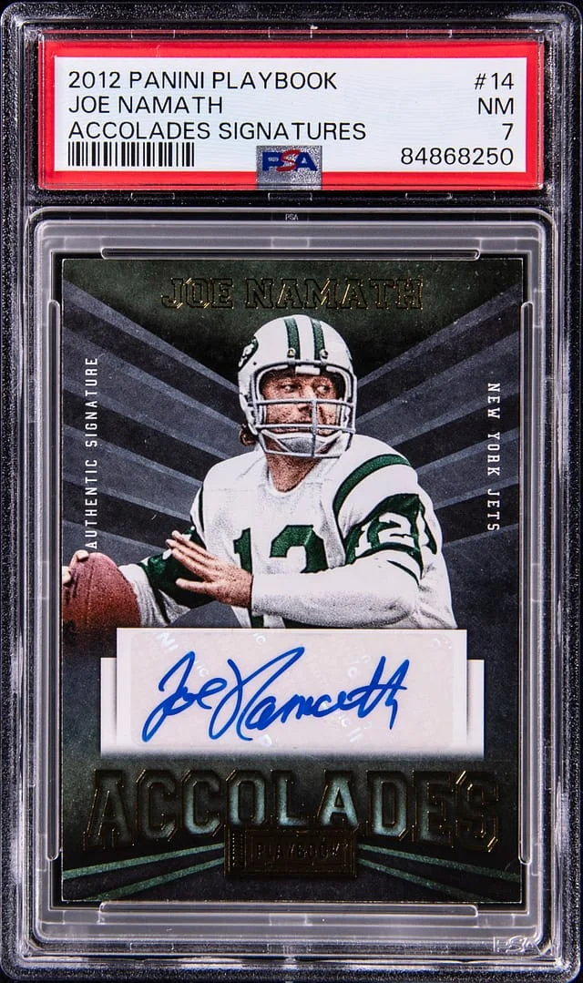 2012 Panini Joe Namath Playbook Accolades Signatures #14 card image