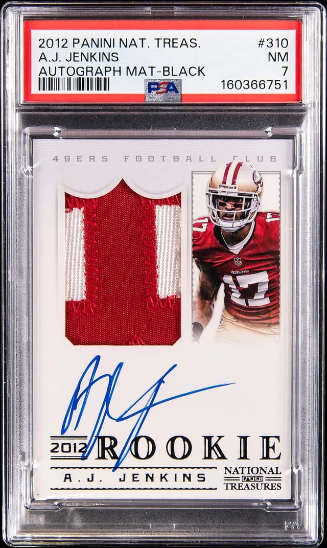 2012 Panini National Treasures A.J. Jenkins Autograph Material Black #310 card image